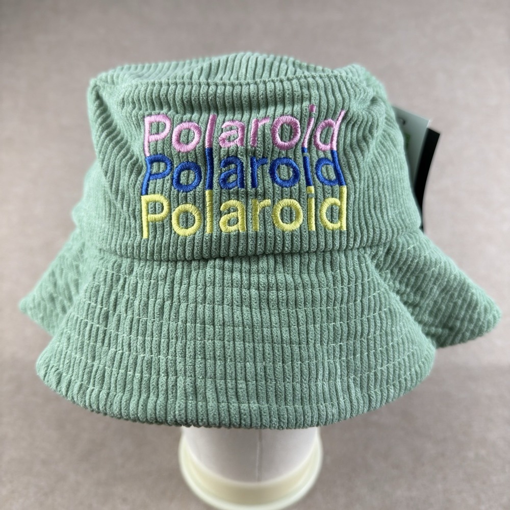 Polaroid Corduroy‎ Bucket Hat Green Embroidered Logo Unisex One Size CultureFly